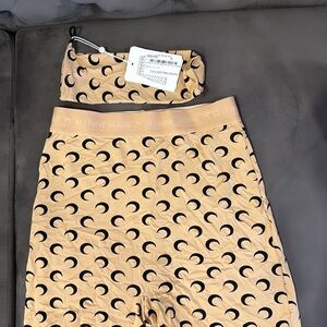Marine Serre women Beige Moon Print Leggings shorts